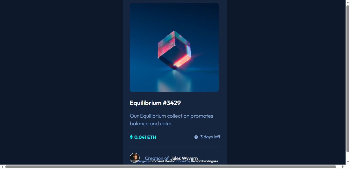 Frontend Mentor: NFT Preview Card Component screenshot